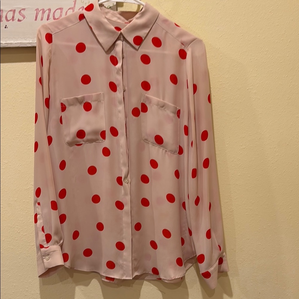 Polka Dot Button-Up Blouse